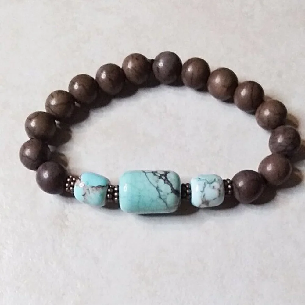 Boho & Southwest Influenced Flair! Earth Colors! Turquoise + Brown Howlite 7